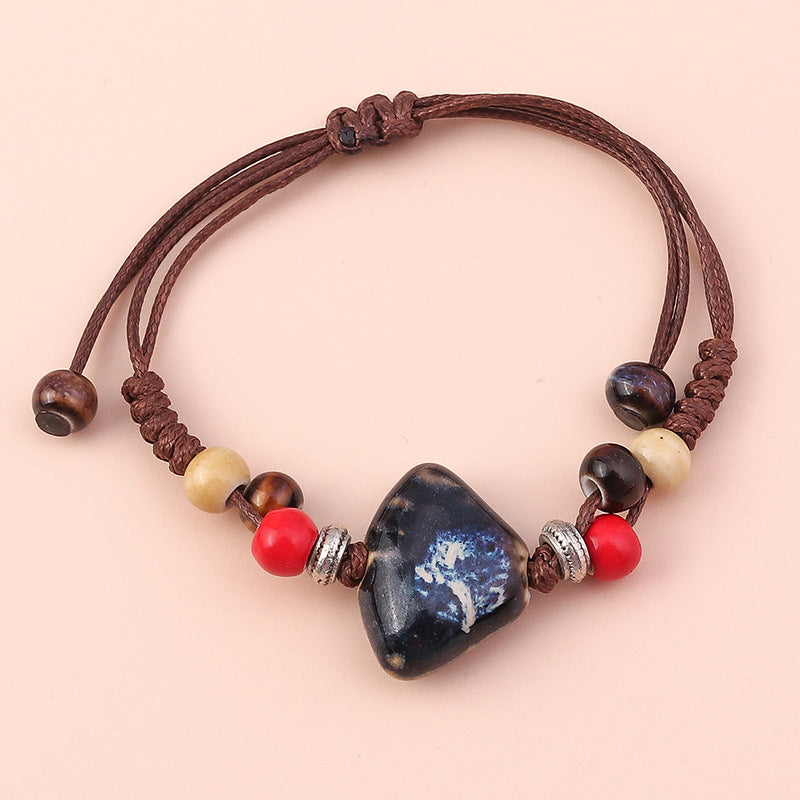 Wholesale Ceramic Fan Adjustable Beaded Bracelet